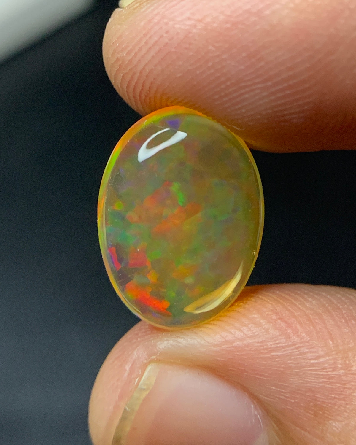 Natural Mexican Fire Opal 4.64 Carat 14.5x11.8 MM Oval Shape Cabochon Gemstone 