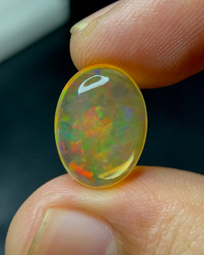Natural Mexican Fire Opal 4.64 Carat 14.5x11.8 MM Oval Shape Cabochon Gemstone 