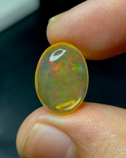 Natural Mexican Fire Opal 4.64 Carat 14.5x11.8 MM Oval Shape Cabochon Gemstone 