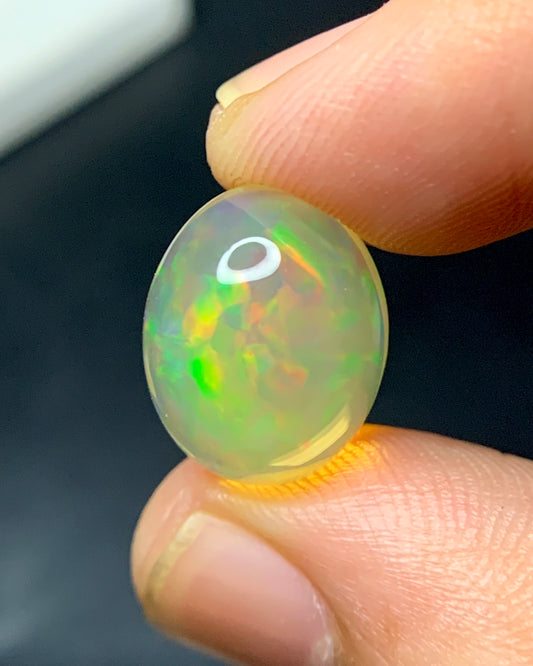 Natural Mexican Fire Opal 7.52 Carat 14.1x11.2 MM Oval Shape Cabochon Gemstone 