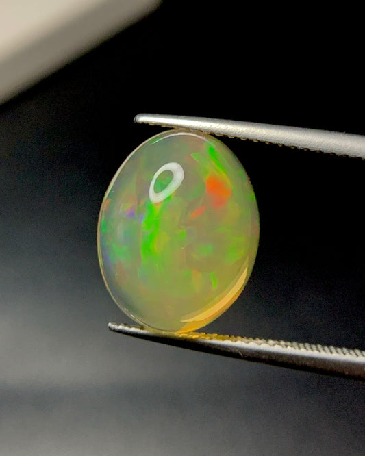 Natural Mexican Fire Opal 7.52 Carat 14.1x11.2 MM Oval Shape Cabochon Gemstone 