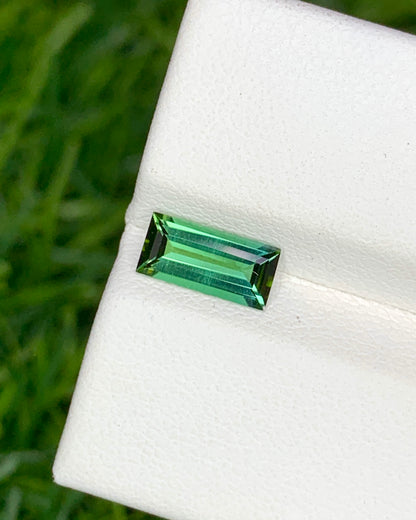 Natural Green Tourmaline 0.80 Carat 8.6x4.1 MM Baguette Shape Faceted Gemstone