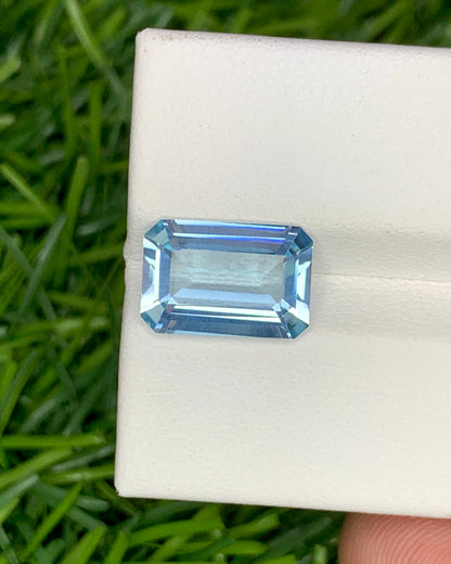 Natural Aquamarine 3.19 Carat 12x8 MM Octagon Shape Faceted Gemstone