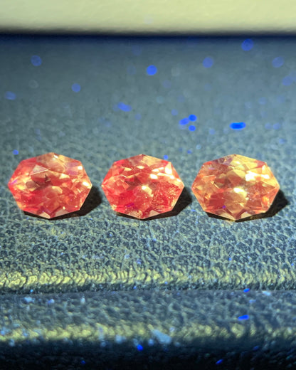 Natural Rare Dragon Garnet / Fluorescent Chromium Vanadium Malaya Garnet Lot 1.02 Carat 5x3.8 MM Fancy Shape Faceted Gemstone 3 Piece Lot