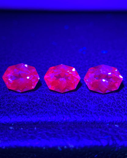 Natural Rare Dragon Garnet / Fluorescent Chromium Vanadium Malaya Garnet Lot 1.02 Carat 5x3.8 MM Fancy Shape Faceted Gemstone 3 Piece Lot