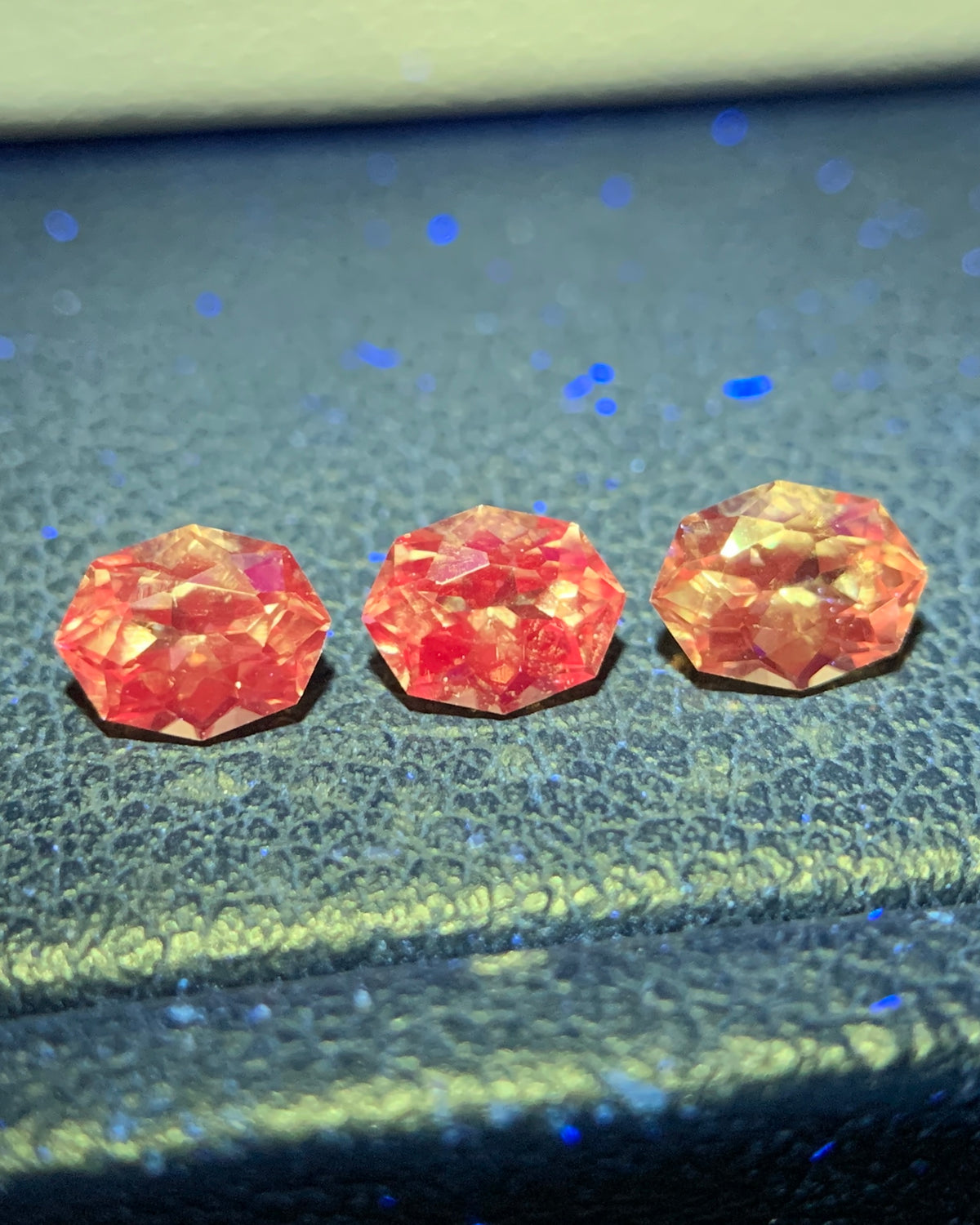 Natural Rare Dragon Garnet / Fluorescent Chromium Vanadium Malaya Garnet Lot 1.02 Carat 5x3.8 MM Fancy Shape Faceted Gemstone 3 Piece Lot