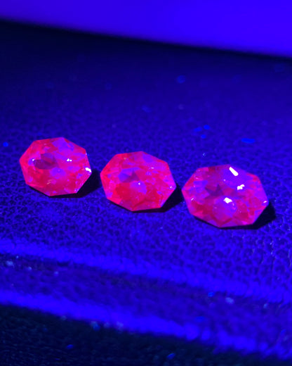 Natural Rare Dragon Garnet / Fluorescent Chromium Vanadium Malaya Garnet Lot 1.02 Carat 5x3.8 MM Fancy Shape Faceted Gemstone 3 Piece Lot