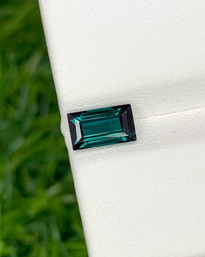 Natural Indicolite Tourmaline 1.10 Carat 7.5x4 MM Baguette Shape Faceted Gemstone