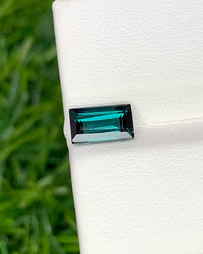 Natural Indicolite Tourmaline 1.10 Carat 7.5x4 MM Baguette Shape Faceted Gemstone