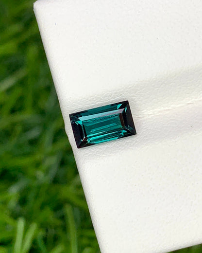 Natural Indicolite Tourmaline 1.10 Carat 7.5x4 MM Baguette Shape Faceted Gemstone