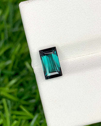 Natural Indicolite Tourmaline 1.10 Carat 7.5x4 MM Baguette Shape Faceted Gemstone