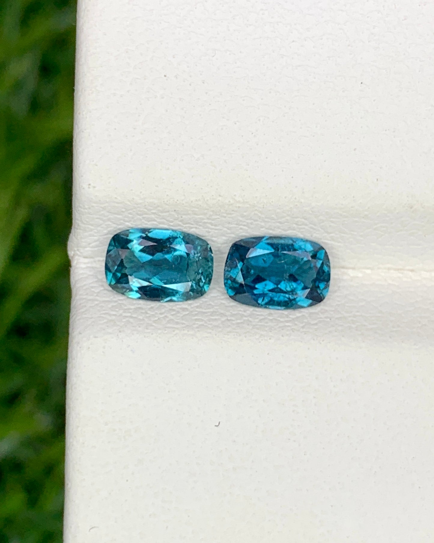Natural Indicolite Tourmaline Lot 0.90 Carat 6x4 MM Cushion Shape Faceted Gemstone 2 Piece Lot