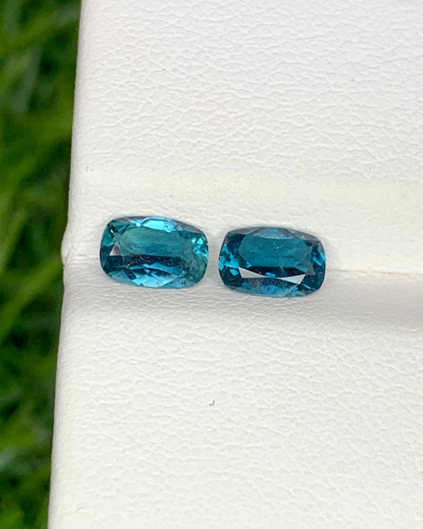 Natural Indicolite Tourmaline Lot 0.90 Carat 6x4 MM Cushion Shape Faceted Gemstone 2 Piece Lot