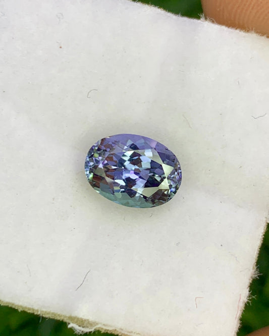 Natural Bi Color Tanzanite 1.36 Carat 7.6x5.6 MM Oval Shape Faceted Gemstone