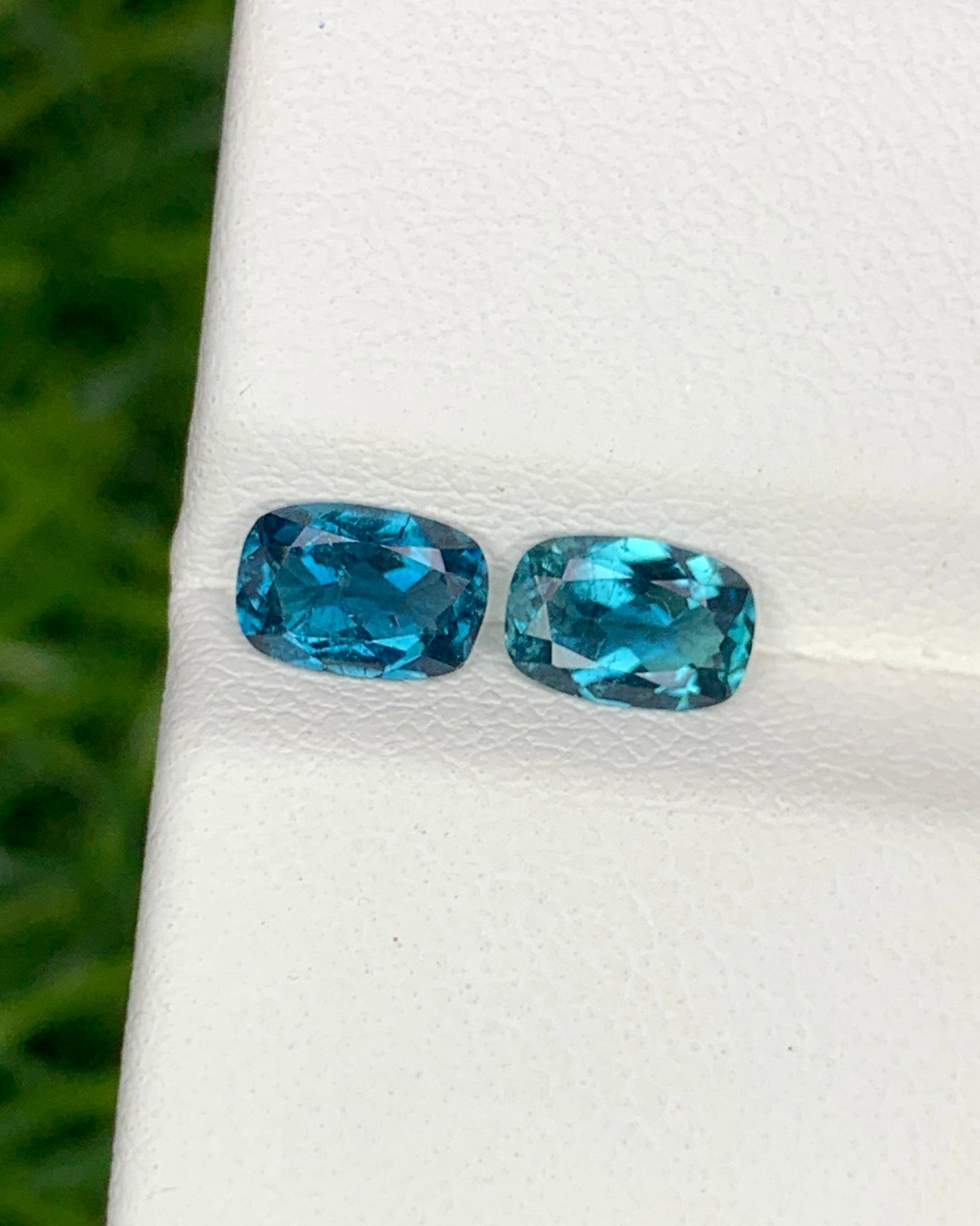 Natural Indicolite Tourmaline Lot 0.90 Carat 6x4 MM Cushion Shape Faceted Gemstone 2 Piece Lot