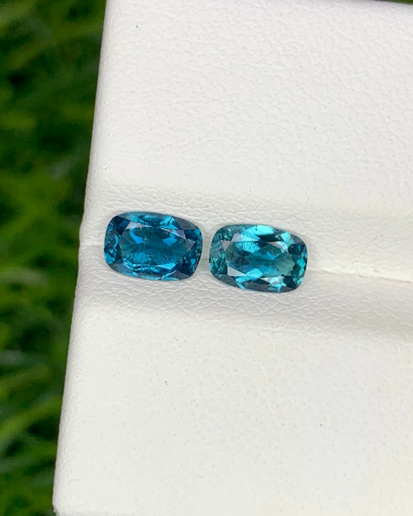 Natural Indicolite Tourmaline Lot 0.90 Carat 6x4 MM Cushion Shape Faceted Gemstone 2 Piece Lot