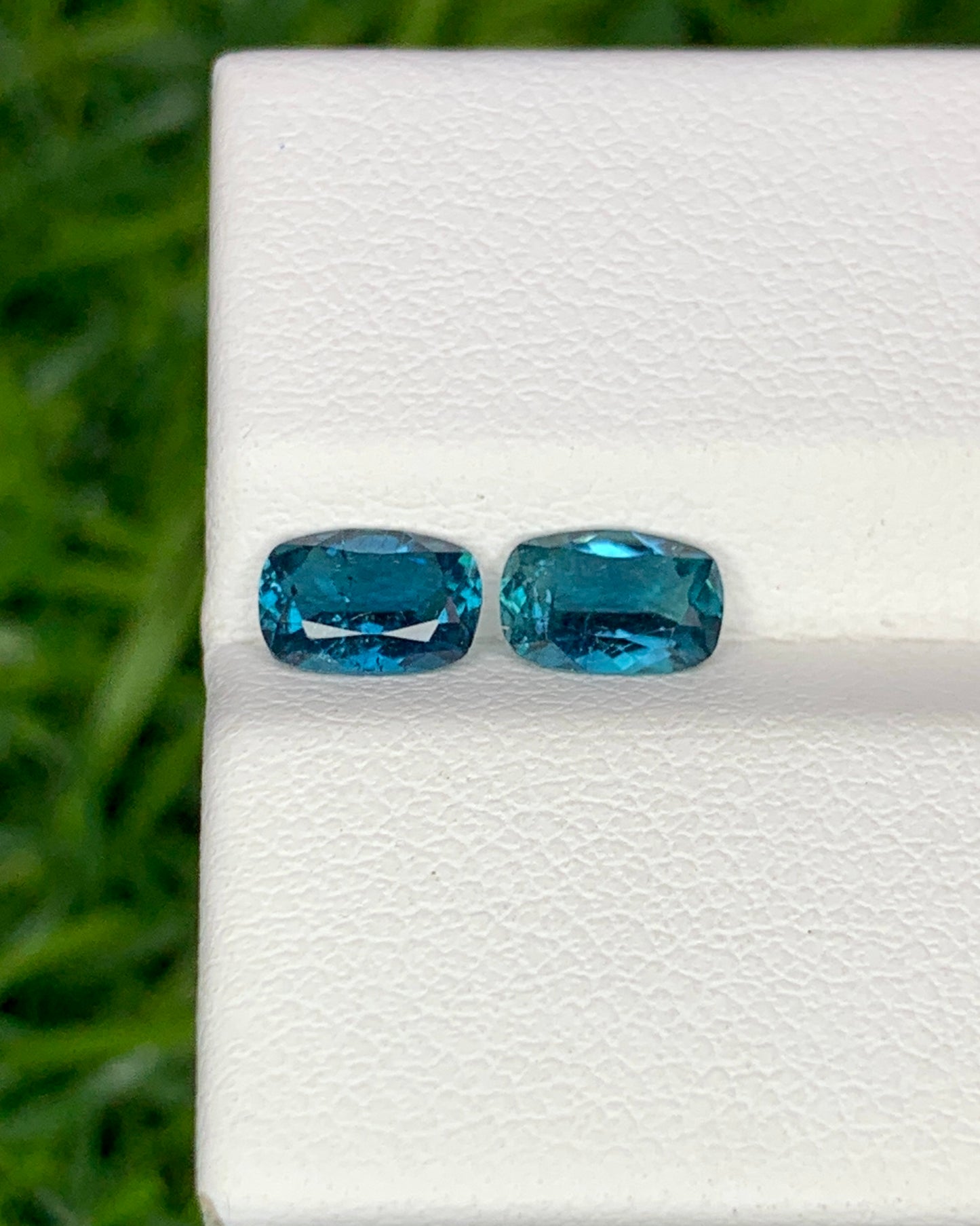 Natural Indicolite Tourmaline Lot 0.90 Carat 6x4 MM Cushion Shape Faceted Gemstone 2 Piece Lot