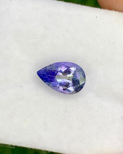 Natural Bi Color Tanzanite 1.01 Carat 8x5.2 MM Pear Shape Faceted Gemstone