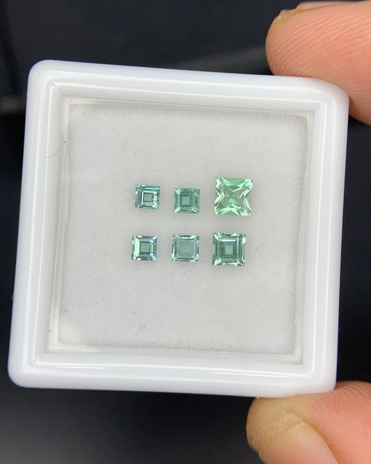 Natural Rare Kornerupine Lot 0.75 Carat Mix Size Square Shape Faceted Gemstone 6 Piece Lot