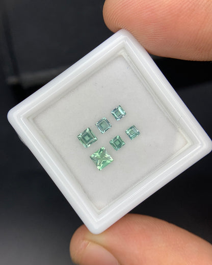 Natural Rare Kornerupine Lot 0.75 Carat Mix Size Square Shape Faceted Gemstone 6 Piece Lot