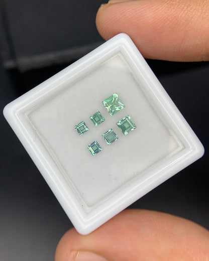 Natural Rare Kornerupine Lot 0.75 Carat Mix Size Square Shape Faceted Gemstone 6 Piece Lot
