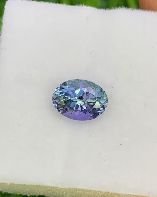 Natural Bi Color Tanzanite 1.20 Carat 7.6x5.6 MM Oval Shape Faceted Gemstone