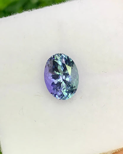 Natural Bi Color Tanzanite 1.20 Carat 7.6x5.6 MM Oval Shape Faceted Gemstone