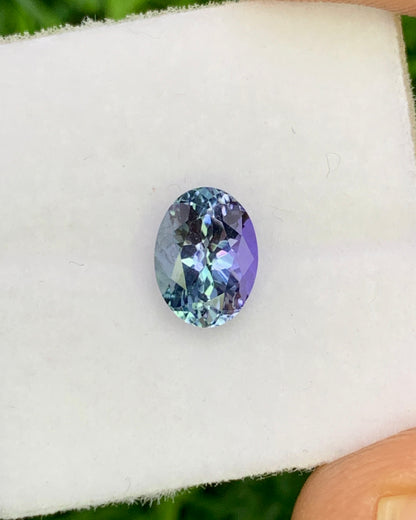 Natural Bi Color Tanzanite 1.20 Carat 7.6x5.6 MM Oval Shape Faceted Gemstone