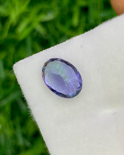 Natural Bi Color Tanzanite 1.20 Carat 7.6x5.6 MM Oval Shape Faceted Gemstone