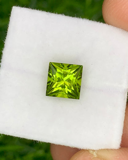 Natural Peridot 1.67 Carat 6.5x6.5 MM Square Shape Faceted Gemstone