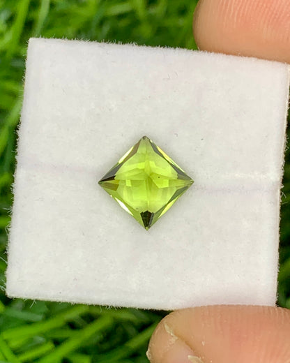 Natural Peridot 1.67 Carat 6.5x6.5 MM Square Shape Faceted Gemstone