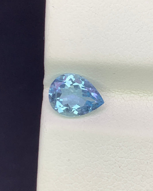 Natural Santa Maria Aquamarine 0.91 Carat 8x6 MM Pear Shape Faceted Gemstone