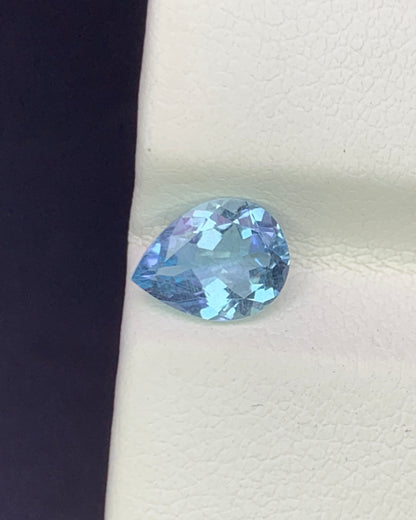 Natural Santa Maria Aquamarine 0.91 Carat 8x6 MM Pear Shape Faceted Gemstone