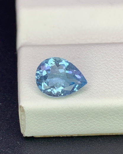 Natural Santa Maria Aquamarine 0.91 Carat 8x6 MM Pear Shape Faceted Gemstone