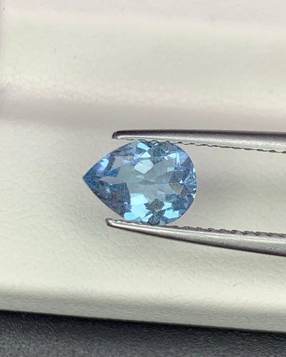 Natural Santa Maria Aquamarine 0.91 Carat 8x6 MM Pear Shape Faceted Gemstone