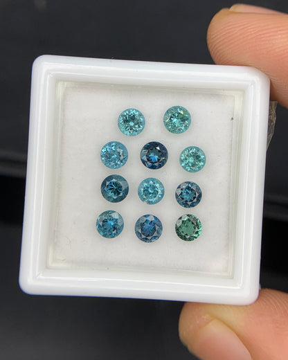 Natural Namibian Tourmaline 1.78 Carat 3.5x3.5 MM Round Shape Faceted Gemstone 11 Piece Lot