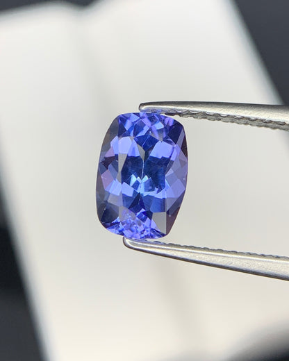 Natural AA Blue Tanzanite 1.08 Carat 7.4x5.3x3.8 MM Cushion Shape Faceted Gemstone
