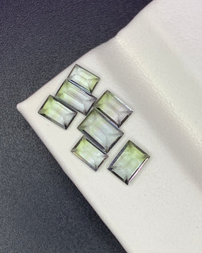 Natural Bi Color Tourmaline Lot 2.19 Carat Mix Size Baguette Shape Faceted Gemstone 7 Piece Lot 