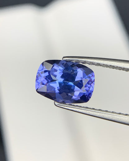 Natural AA Blue Tanzanite 1.08 Carat 7.4x5.3x3.8 MM Cushion Shape Faceted Gemstone