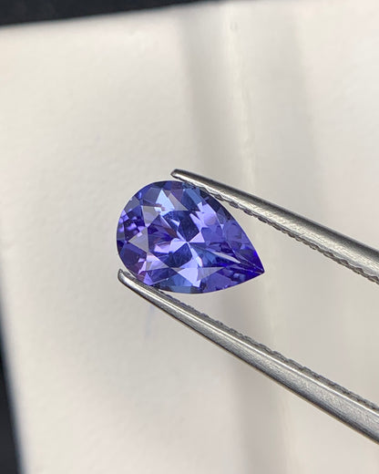 Natural AA Blue Tanzanite 0.98 Carat 8.1x5.7 MM Pear Shape Faceted Gemstone