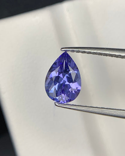 Natural AA Blue Tanzanite 0.98 Carat 8.1x5.7 MM Pear Shape Faceted Gemstone