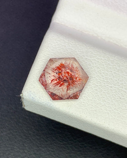 Natural Super Seven 1.22 Carat 7.3x7.3 MM Fancy Shape Faceted Gemstone with 7 Crystals Healing Stone Seven Chakra Melody Stone