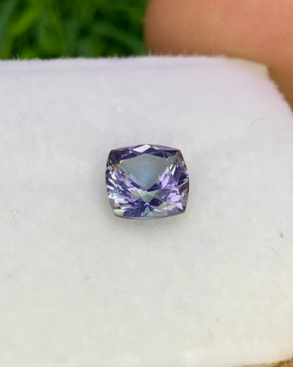 Natural Unheated Bi-Color Tanzanite 0.91 Carat 5.7x5.7 MM Cushion Shape Faceted Gemstone