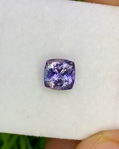 Natural Unheated Bi-Color Tanzanite 0.91 Carat 5.7x5.7 MM Cushion Shape Faceted Gemstone