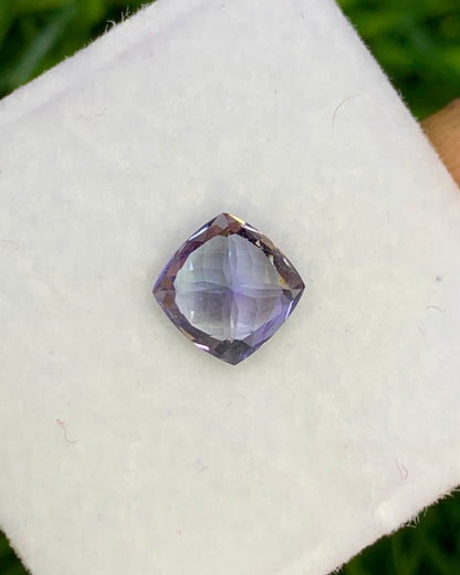 Natural Unheated Bi-Color Tanzanite 0.91 Carat 5.7x5.7 MM Cushion Shape Faceted Gemstone