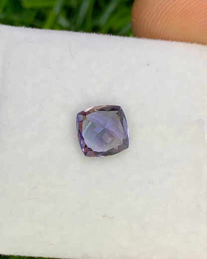 Natural Unheated Bi-Color Tanzanite 0.91 Carat 5.7x5.7 MM Cushion Shape Faceted Gemstone