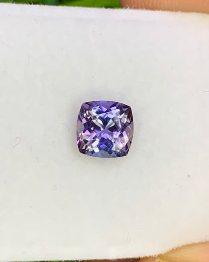 Natural Unheated Bi-Color Tanzanite 0.91 Carat 5.7x5.7 MM Cushion Shape Faceted Gemstone