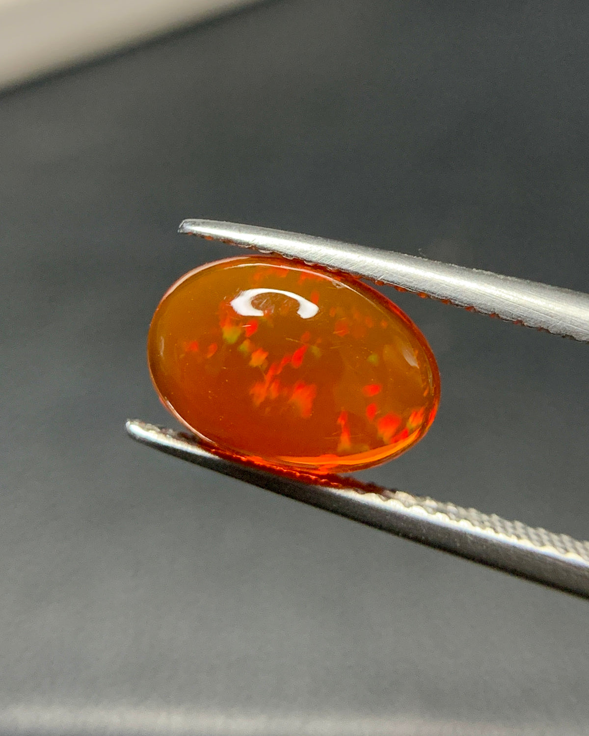Natural Mexican Fire Opal 2.15 Carat 10.9x7.5 MM Oval Shape Cabochon Gemstone 
