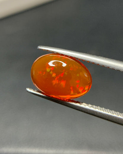 Natural Mexican Fire Opal 2.15 Carat 10.9x7.5 MM Oval Shape Cabochon Gemstone 