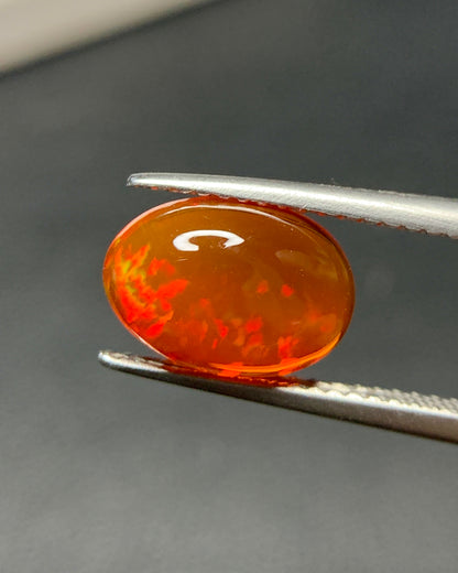 Natural Mexican Fire Opal 2.15 Carat 10.9x7.5 MM Oval Shape Cabochon Gemstone 